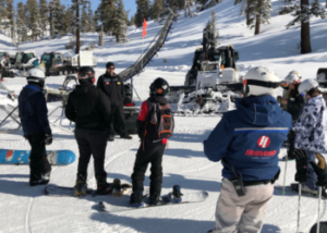 Snowboarders on the mountain with SOS Outreach at Heavenly Industry Day